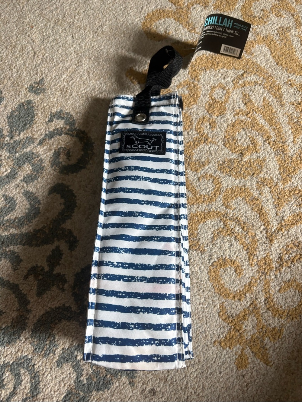 Scout Chillah Bottle Cooler Sleeve in Navy and White Stripe